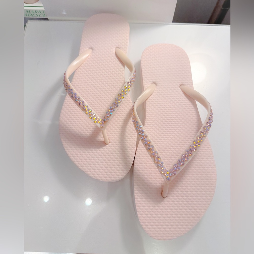Fabulous Pink Flip-Flops with Rhinestone Detailing